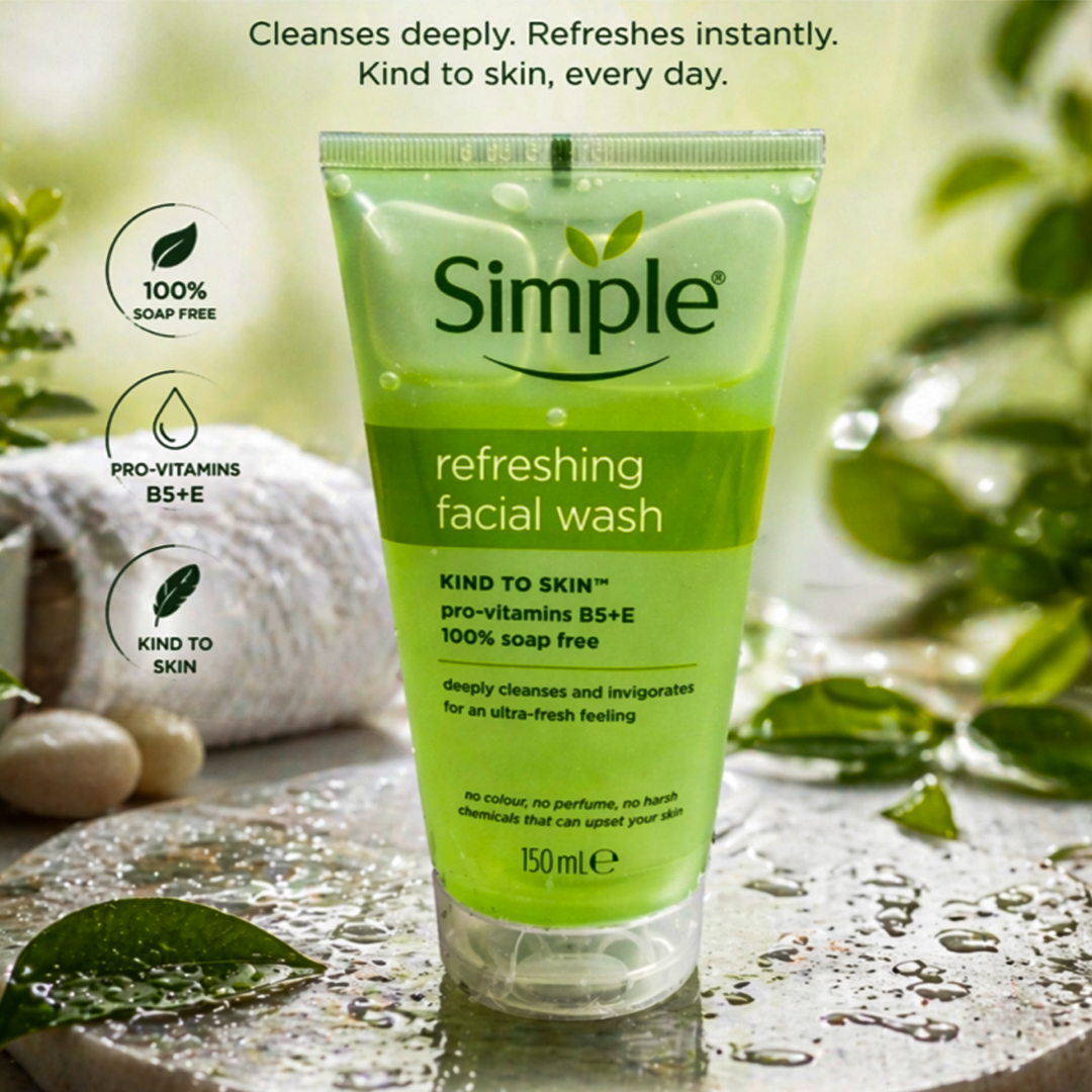 Simple Kind to Skin Refreshing Facial Wash with Vitamin B5+E
