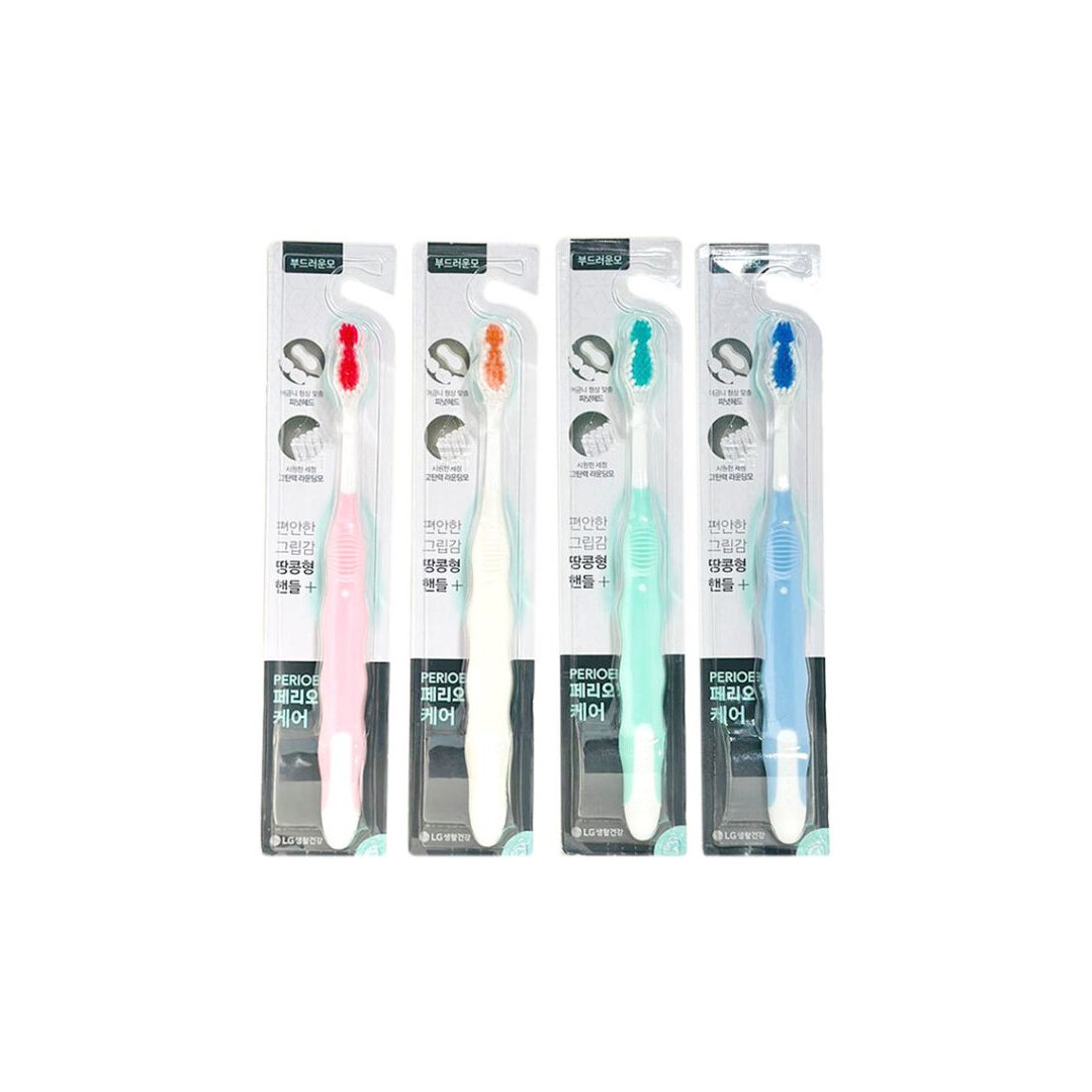 Perioe Care Toothbrush — Soft Bristles, Peanut-Grip Handle (4+4 Pack, 8 Brushes)