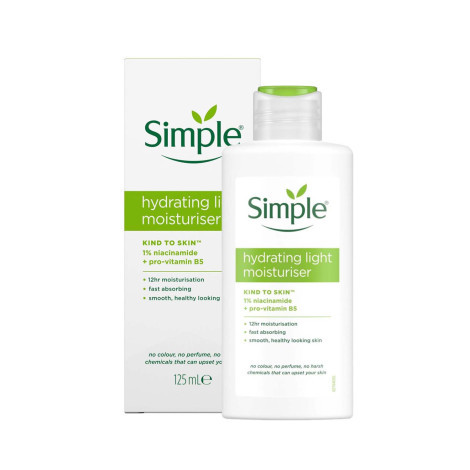 Simple Kind to Skin Hydrating Light Moisturiser 125ml – 1% Niacinamide & Pro-Vitamin B5