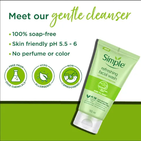 Simple Kind to Skin Refreshing Facial Wash with Vitamin B5+E - 3