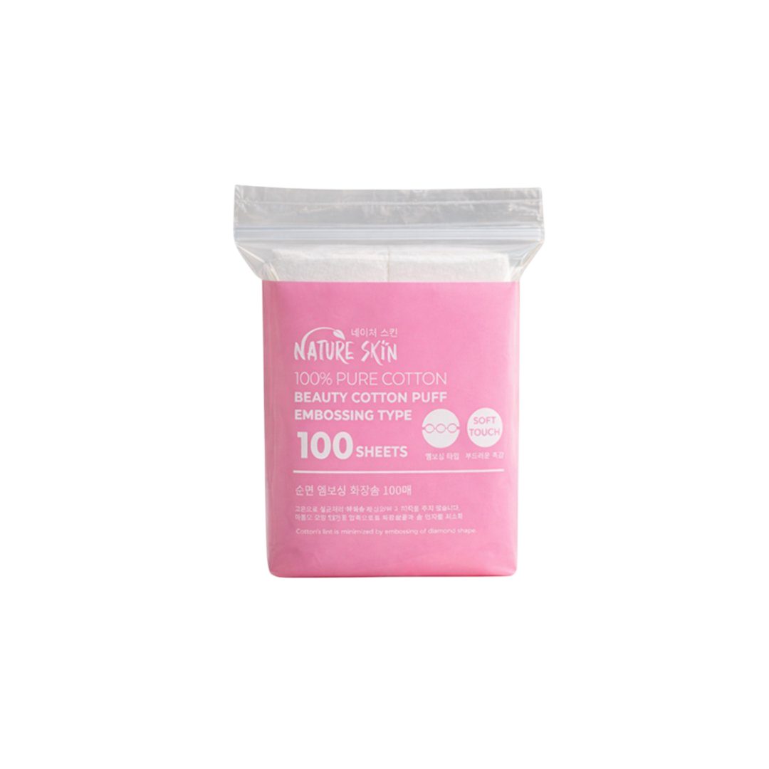 Nature Skin Embossing Beauty Cotton Puff 100 Sheets